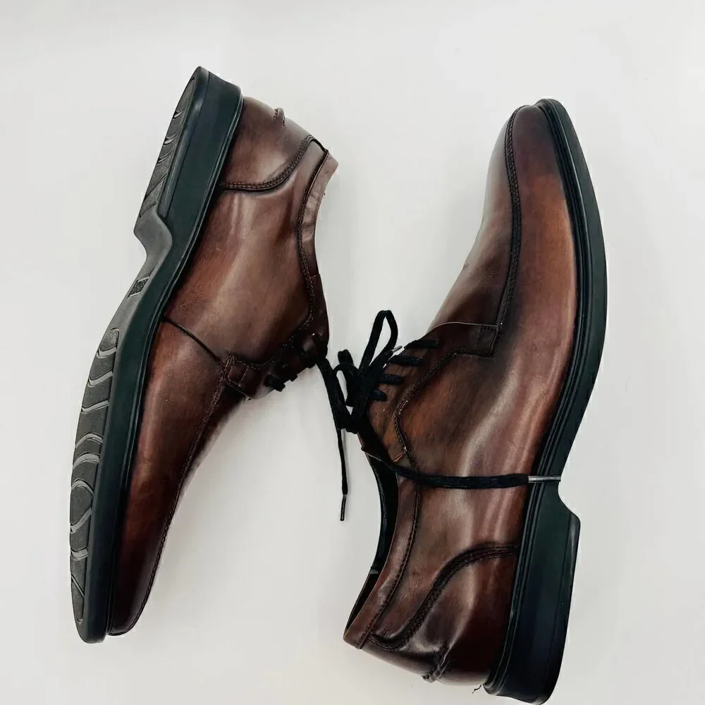 Kenneth Cole Reaction Get Busy Brown Leather Oxfords Size 11
